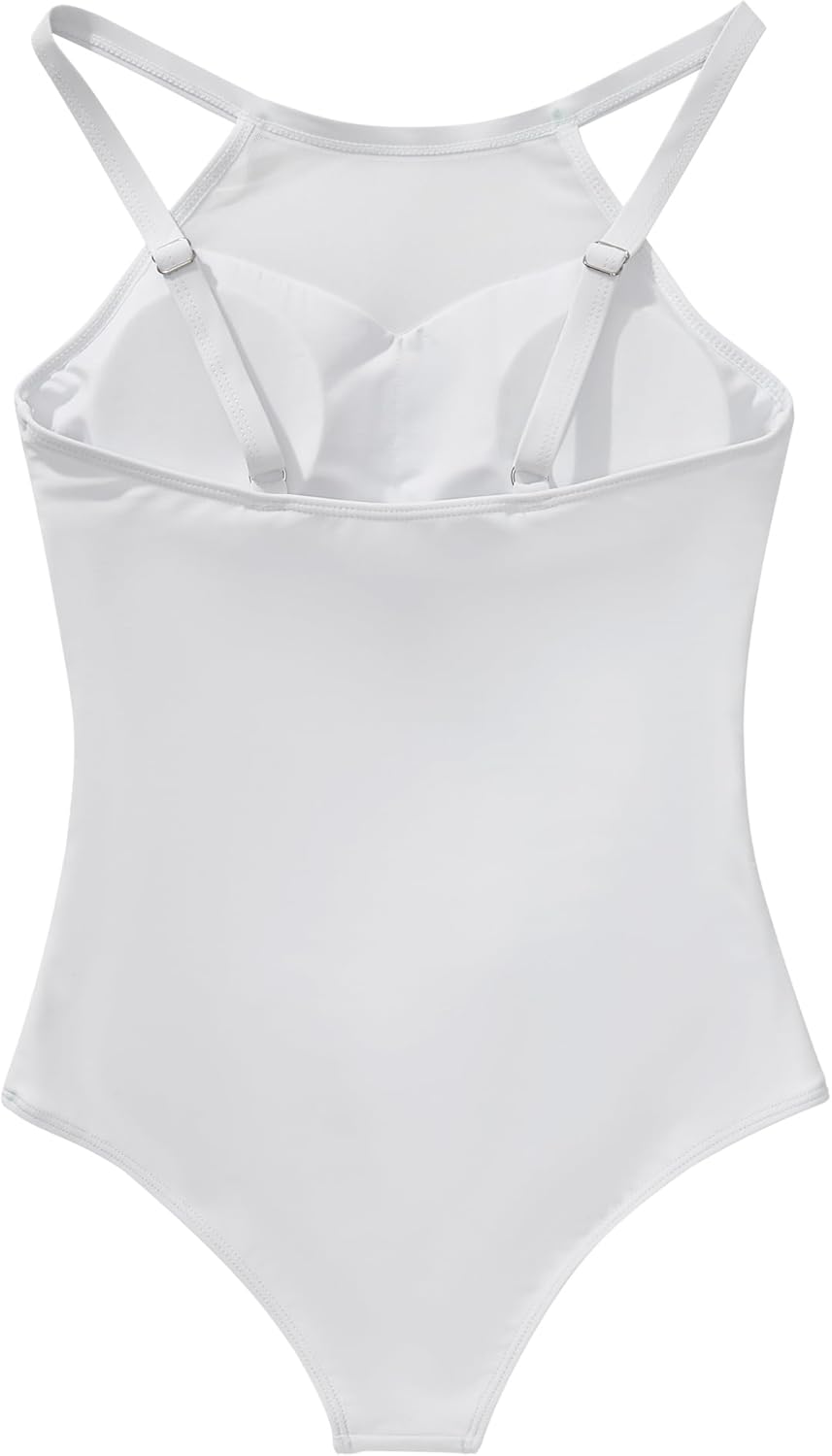 Size L.....SUUKSESS Women Tummy Control One Piece Swimsuit Sexy Mesh High Neck Bathing Suit